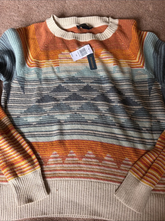 Pendleton Sweaters - Pendleton womens aztec Crewneck Sweater in Orange, Blue, Cream small new!